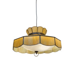 Vintage Slag Glass Light - Stained Glass Hanging Light, Retro Kitchen or Dining Room Lighting, Vintage 70s Lighting, Pool Table Light