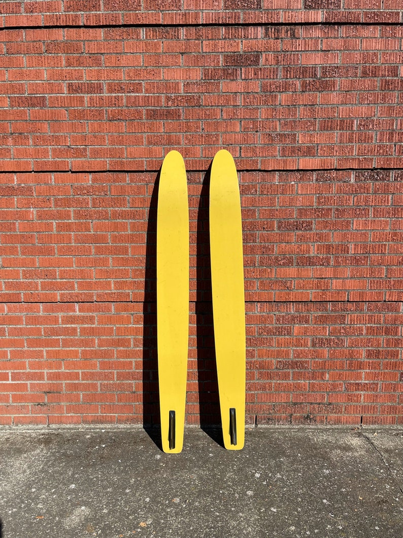 Vintage Water Skis Pair Wooden Water Skis Yellow Water Skis Etsy