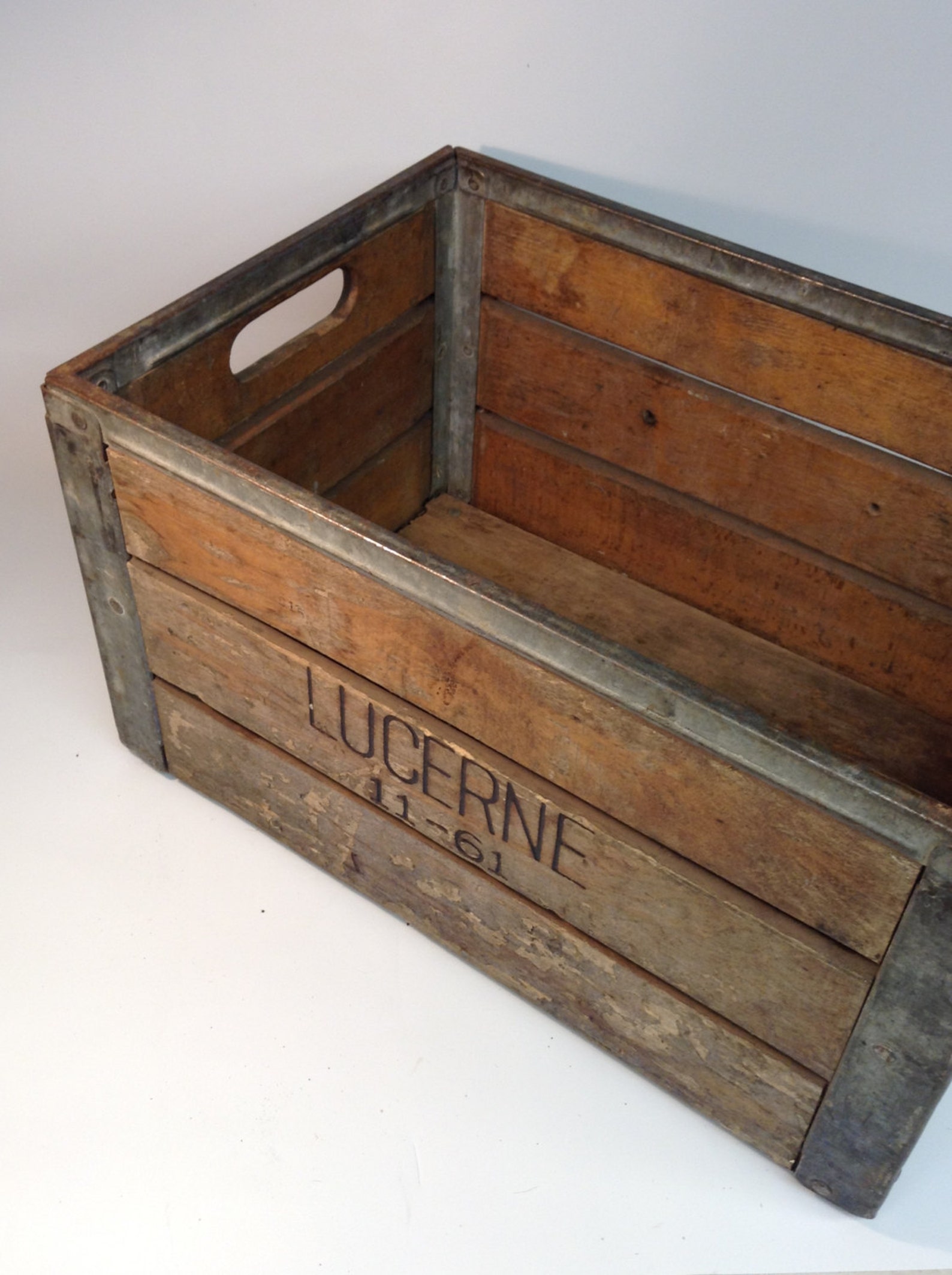 Vintage Antique Lucerne Wood Milk Crate 1960's Farmhouse Etsy