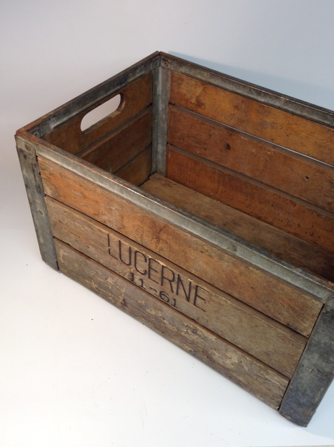 Vintage Antique Lucerne Wood Milk Crate 1960's Farmhouse Etsy