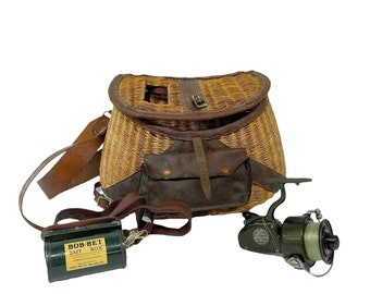 Buy Vintage Fishing Creel, Fishing Gear, Fishing Reel, Bait Box