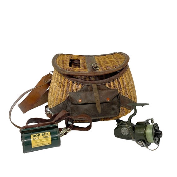 Vintage Fishing Creel, Fishing Gear, Fishing Reel, Bait Box, Cabin