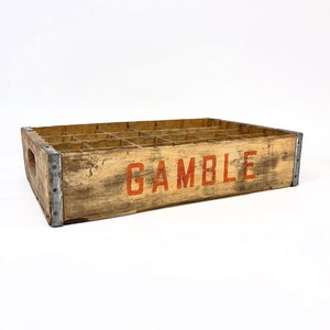 Vintage Gamble Wooden Crate, Soda Beverage Advertising Wood Crate, Storage Box, Game Room Decor