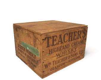 Boîte en bois vintage pour professeur de whisky avec couvercle - Décoration de bar, accessoire Speakeasy