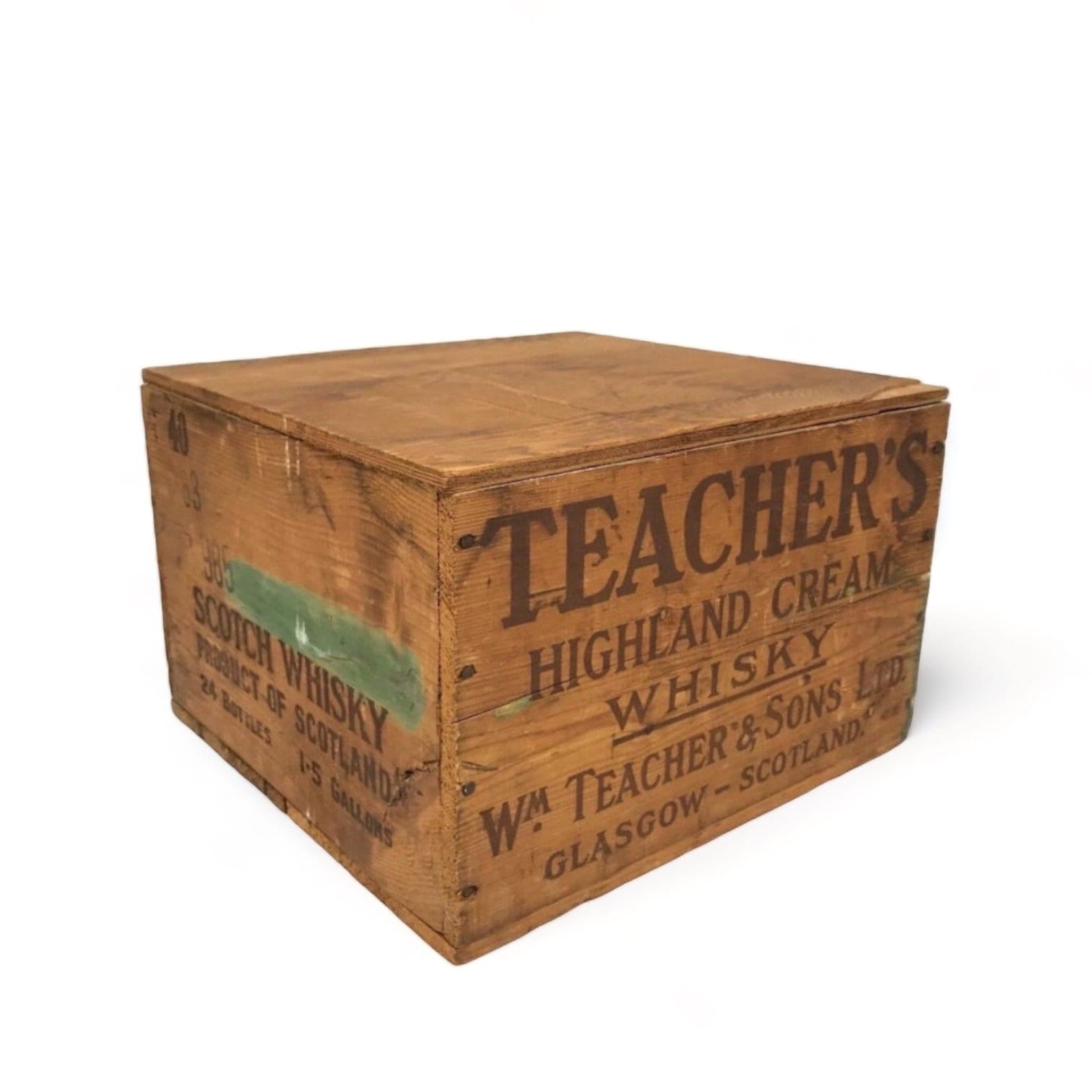 Vintage Teachers Whisky Wooden Box With Lid - Bar Decor, Speakeasy