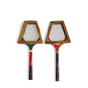 Pair of Vintage Wooden Tennis Rackets with Presses - AG Spalding, Wright Ditson, Antique Sports Decor, Collectible Tennis Memorabilia