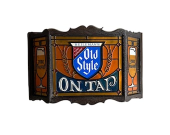 Vintage Heileman's Beer Old Style on Tap Bar Light - Faux Stained