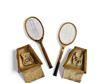 Ancienne Raquette Tennis Bois Wilson Medalist USA - Avec Presse - Occasion