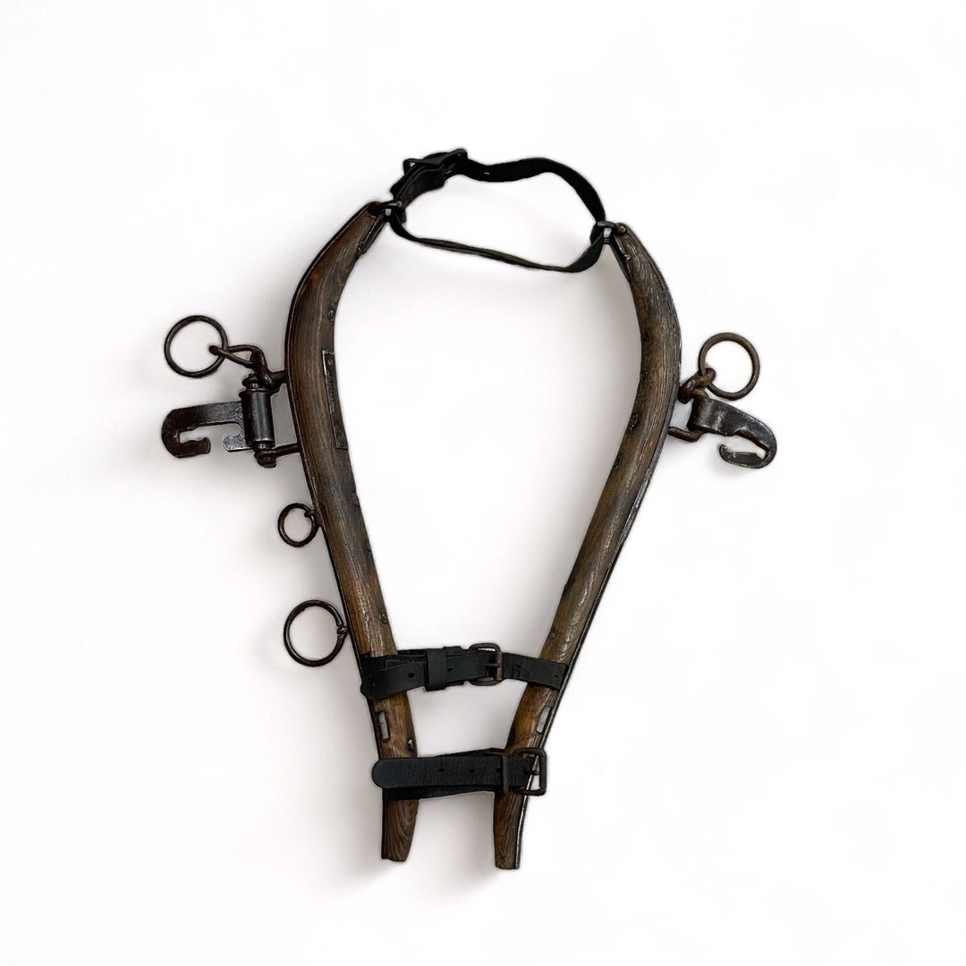 Vintage Horse Hame Pair, Iron Metal Wood Hames, Primitive Cabin Decor