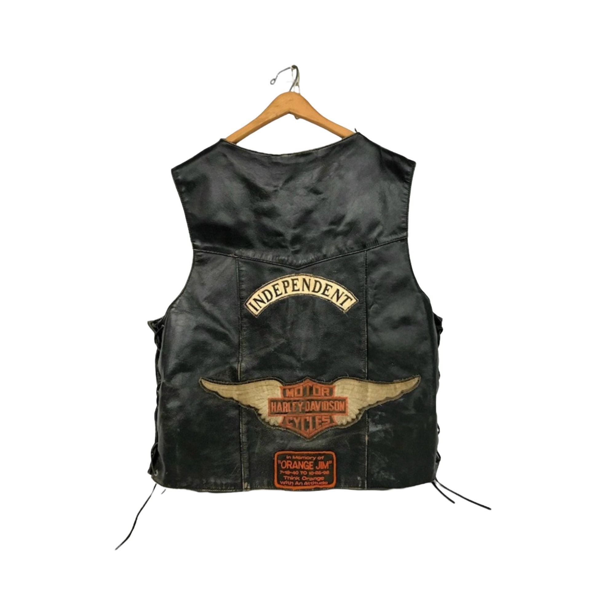 VTG 80s Rare Harley Davidson Black Panther Leather Vest Patches USA Made  Mens L