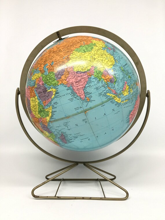 Vintage World Globe Replogle Reference Globe Mid Century Etsy