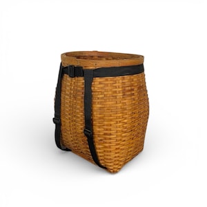 Vintage Adirondack Pack Basket, Large Trapper's Backpack, Farmer's Market Wood Splint Basket, Rustic Cabin or Lodge Decor