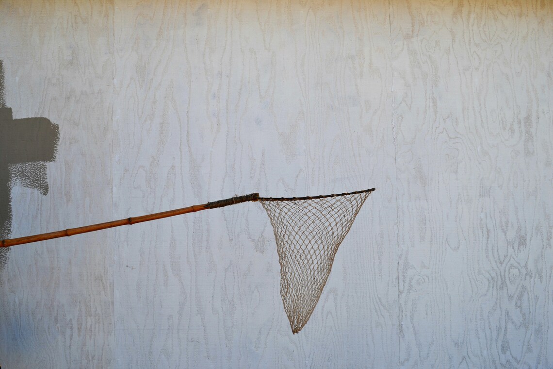 Vintage Fish Net Fishing Hand Net Bamboo Fish Net Pole Etsy