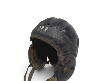 Vintage Leather Football Helmet Sports Decor Display