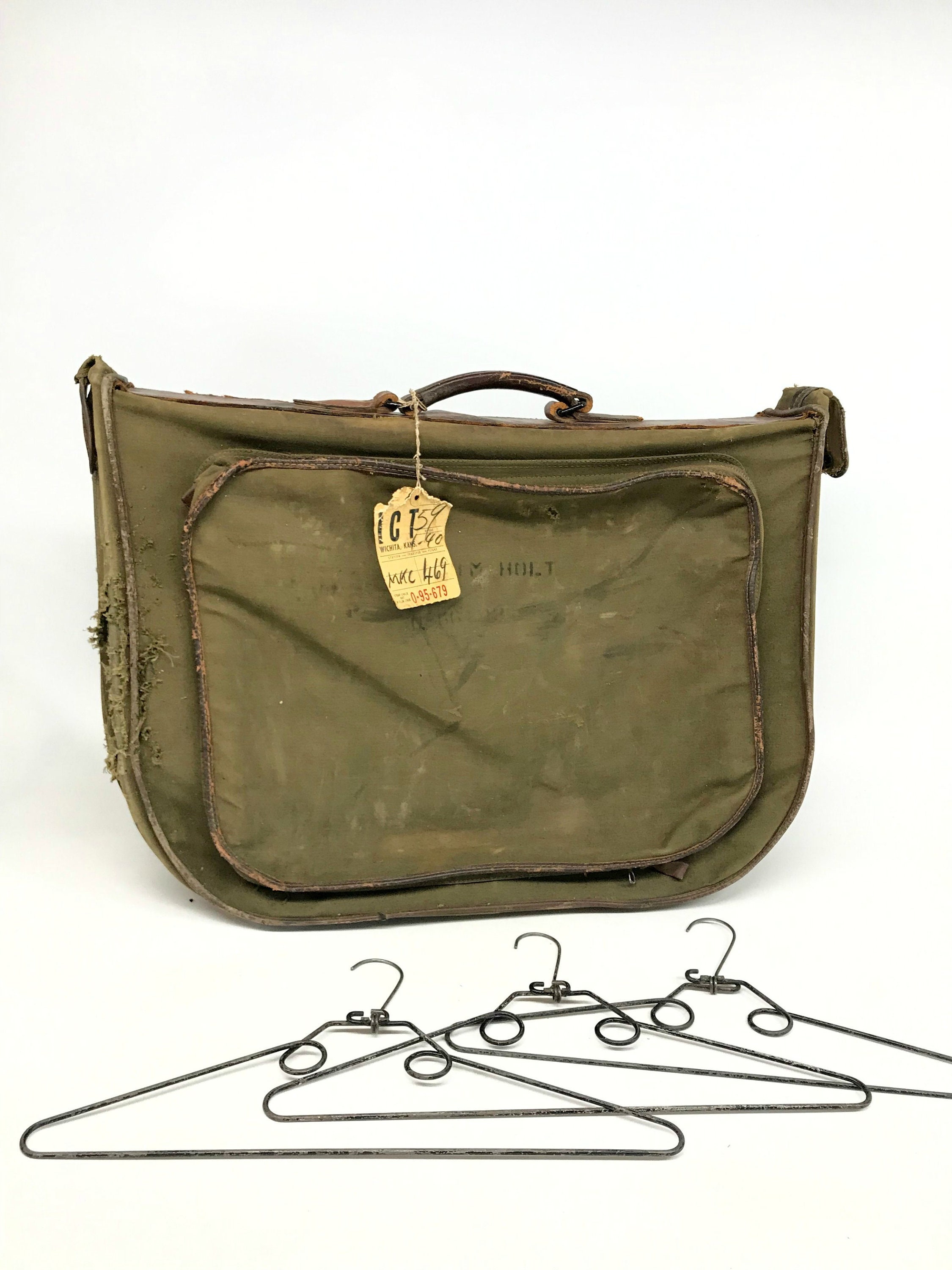 Vintage Military Garment Bag, WWII Memorabilia, Vintage TWA Vintage Military Garment Bag, WWII Memorabilia, Vintage TWA