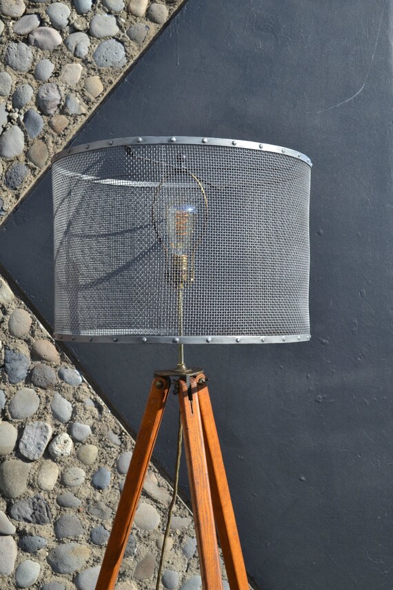 Vintage Wood Tripod Surveyors Tripod Tripod Floor Lamp Rustic Lamp Man Cave Floor Lamp Farmhouse Floor Lamp Rustic Industrial Decor