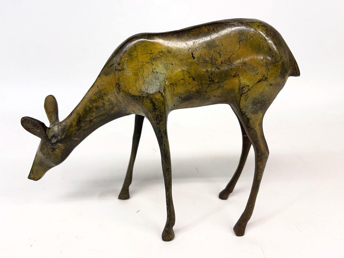 Vintage Large Metal Deer Statues Bronze Deer Bronze Buck Etsy