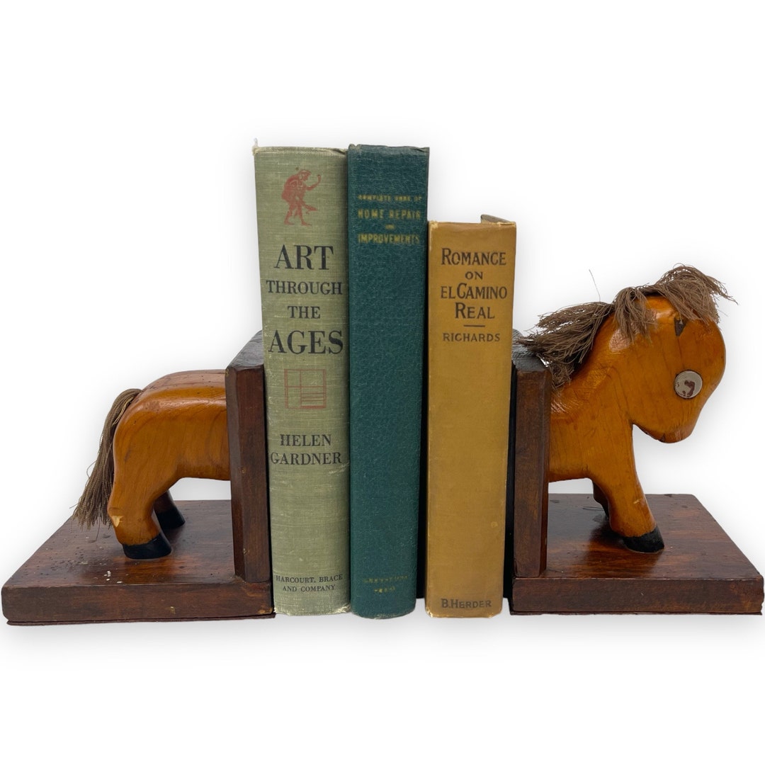 Vintage Horse Bookends Wood Bookends Nursery Bookends Etsy