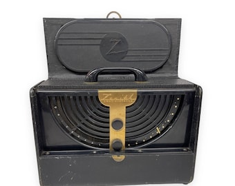 Vintage Zenith Long Distance Radio - Art Deco Portable Tube Radio, AS IS
