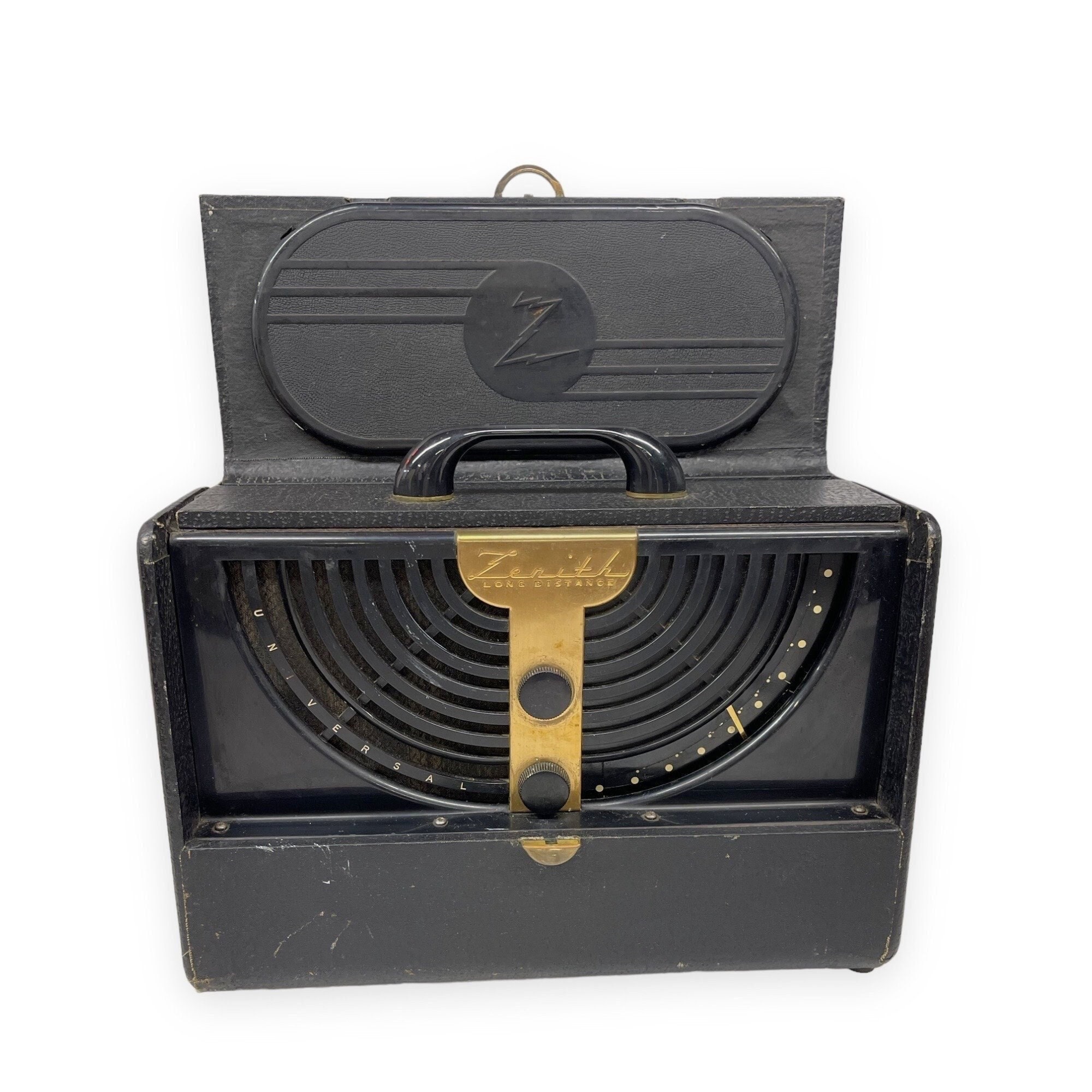 Vintage Zenith Long Distance Radio - Art Deco Portable Tube Radio