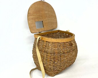 Panier de pêche en osier - style rétro - Label Emmaüs