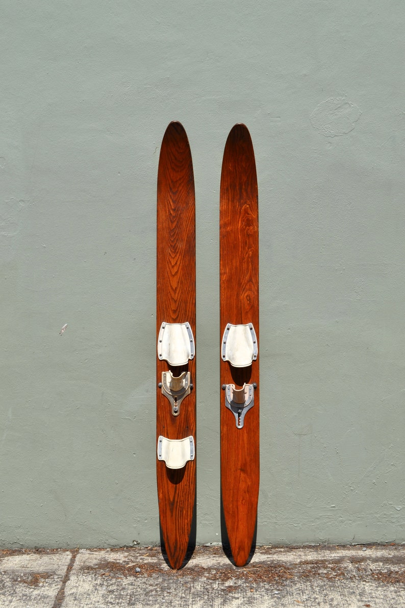 Vintage Water Skis Pair Wooden Water Skis Beach House Decor Etsy