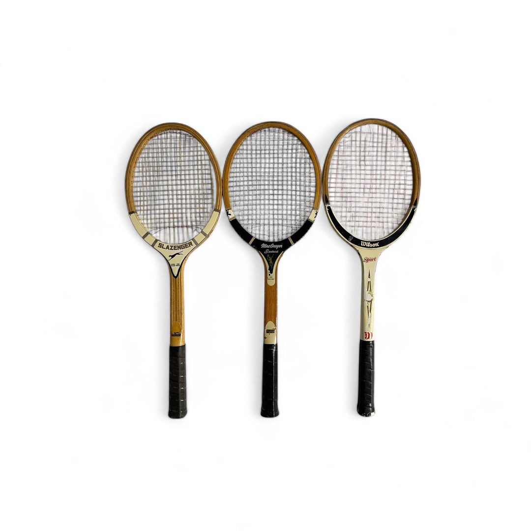 Vintage Wooden Tennis Rackets Set - Macgregor Speedwood, Slazenger ...