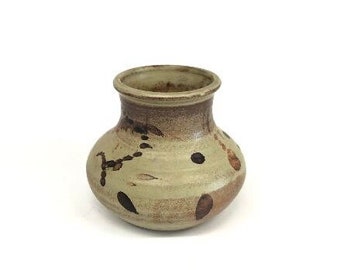Vintage 70s Studio Pottery Signed, Earth Tone Flower Pot, Southwestern Ceramic Bowl, Vintage Pottery Earthtone