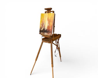 Vintage Wooden French Floor Easel - Adjustable, Portable Art Display