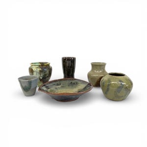 Vintage Studio Keramik 6-teiliges Set - Erdton Vasen, Teller, Tasse