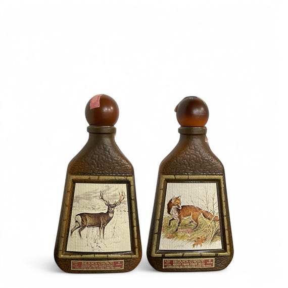 Vintage Beam's Choice Whiskey Bottles – Mule Deer & Fox Bar Decor