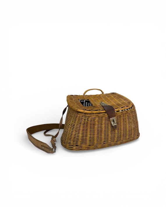 ANCIEN PANIER DE Pêche En Osier Panier A Truites Peche Wicker Basket