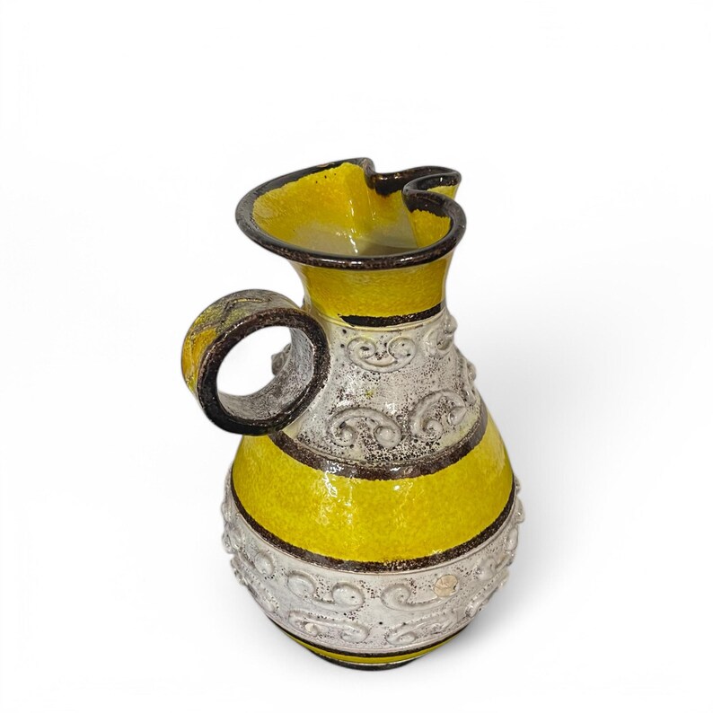 Vintage Italian Pottery Pitcher – Mid Century Bitossi Style Ceramic Jug ...