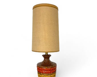 Vintage Ceramic Mid Century Lamp with Shade - Colorful Design by Bradley