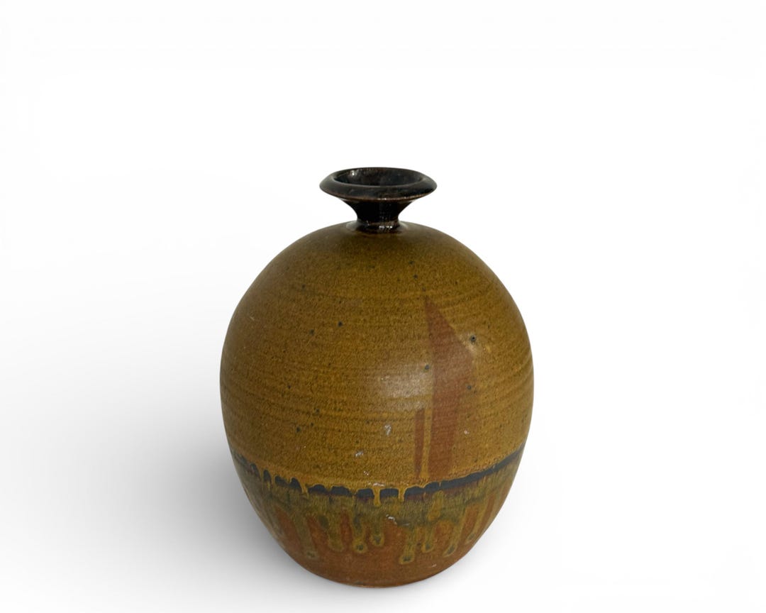 Vintage Studio Pottery Vase - Mid Century Modern Earth Tone Decor - Etsy