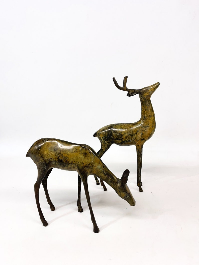 Vintage Large Metal Deer Statues Bronze Deer Bronze Buck Etsy