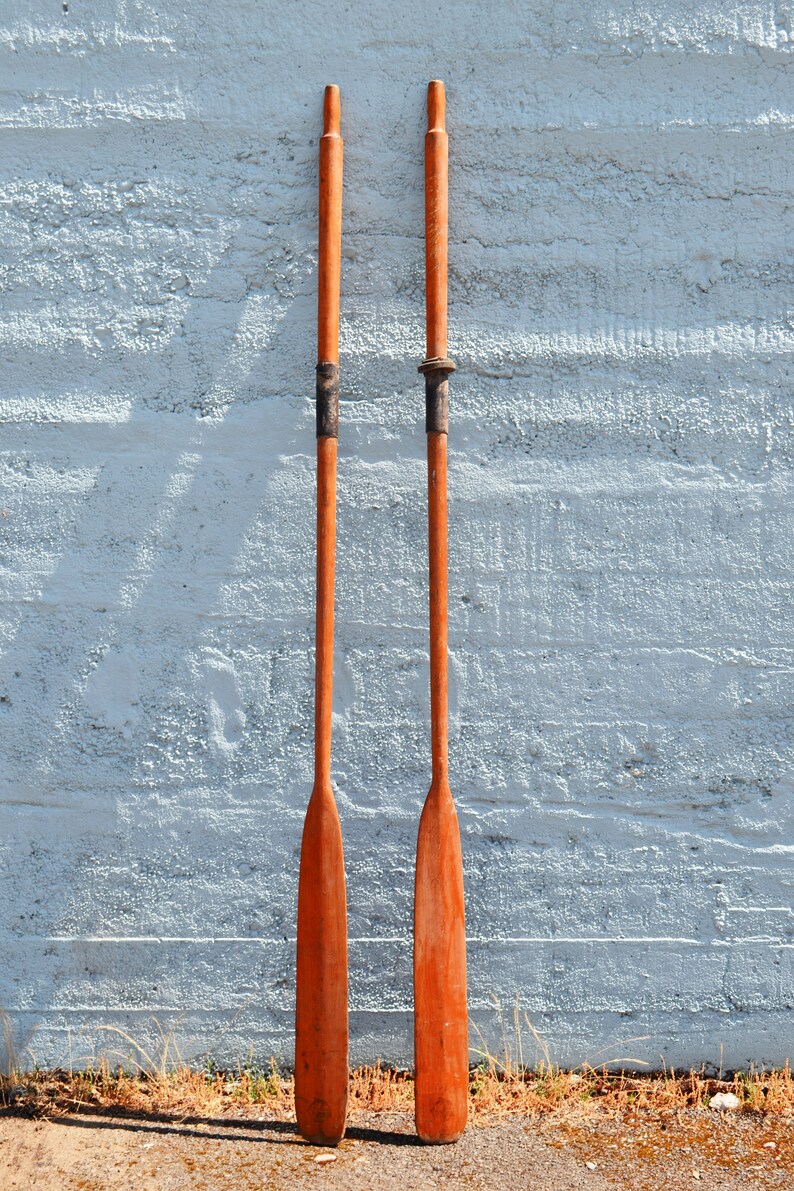 Vintage Wooden Boat Oars Pair Extra Long Oars 96 Inch Boat Etsy