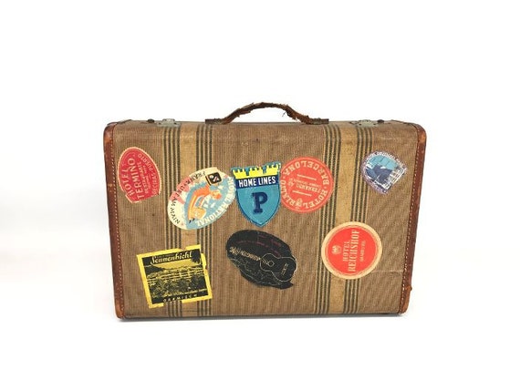 Vintage Luggage Vintage Suitcase Tweed 