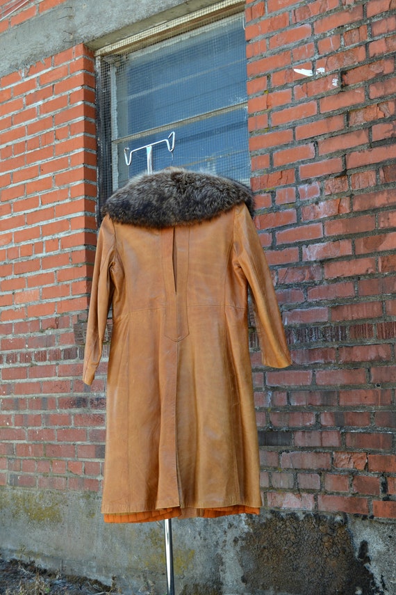 Vintage Leather and Fur Coat, Hollywood Glam Fur … - image 5