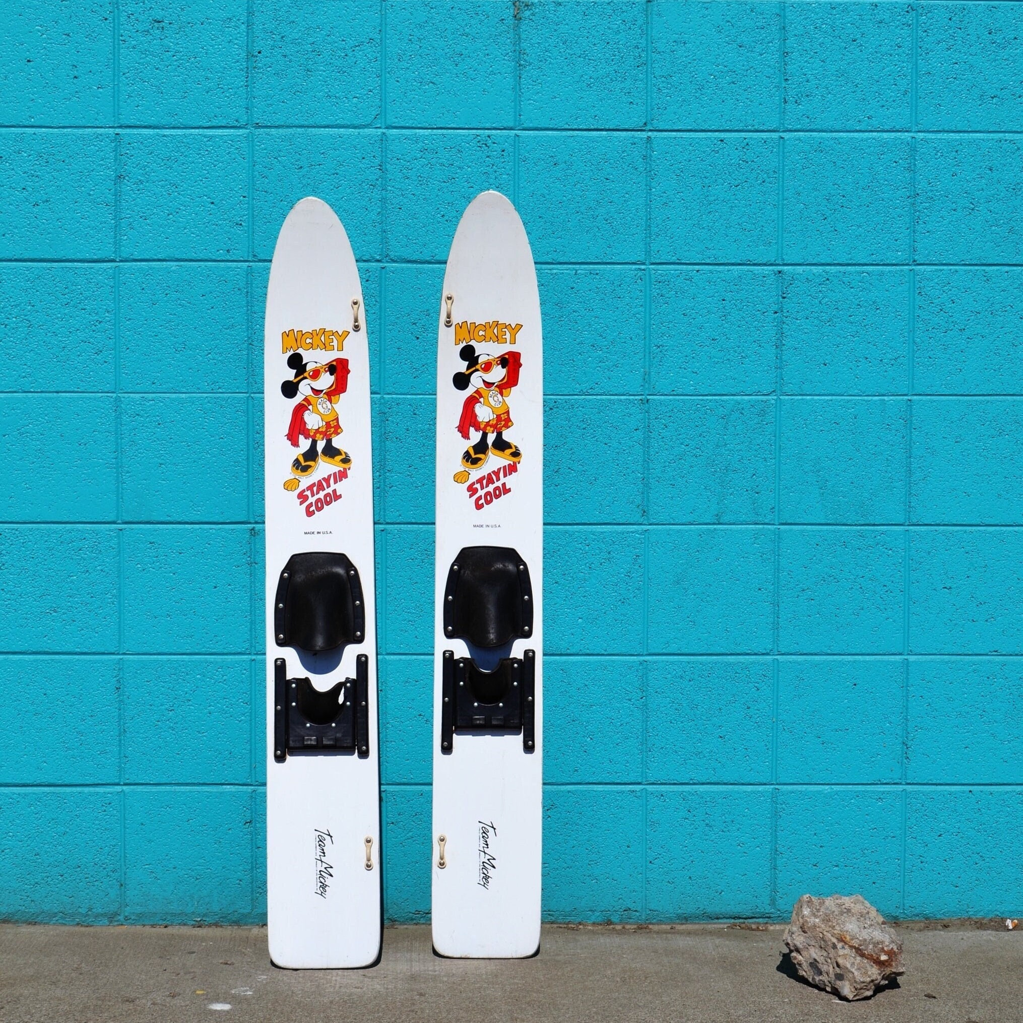 Vintage Cypress Gardens Water Skis - Disney Mickey Mouse Wooden Skis for Children, Junior Wood Ski, Beach or Lake House Decor