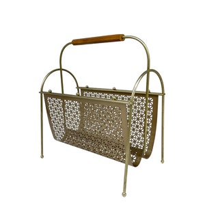 Vintage Mid Century Magazine Rack - Metal Magazine Rack, Mid Century Decor, Vintage Office Decor, Magazine Display, Vinyl Record Display