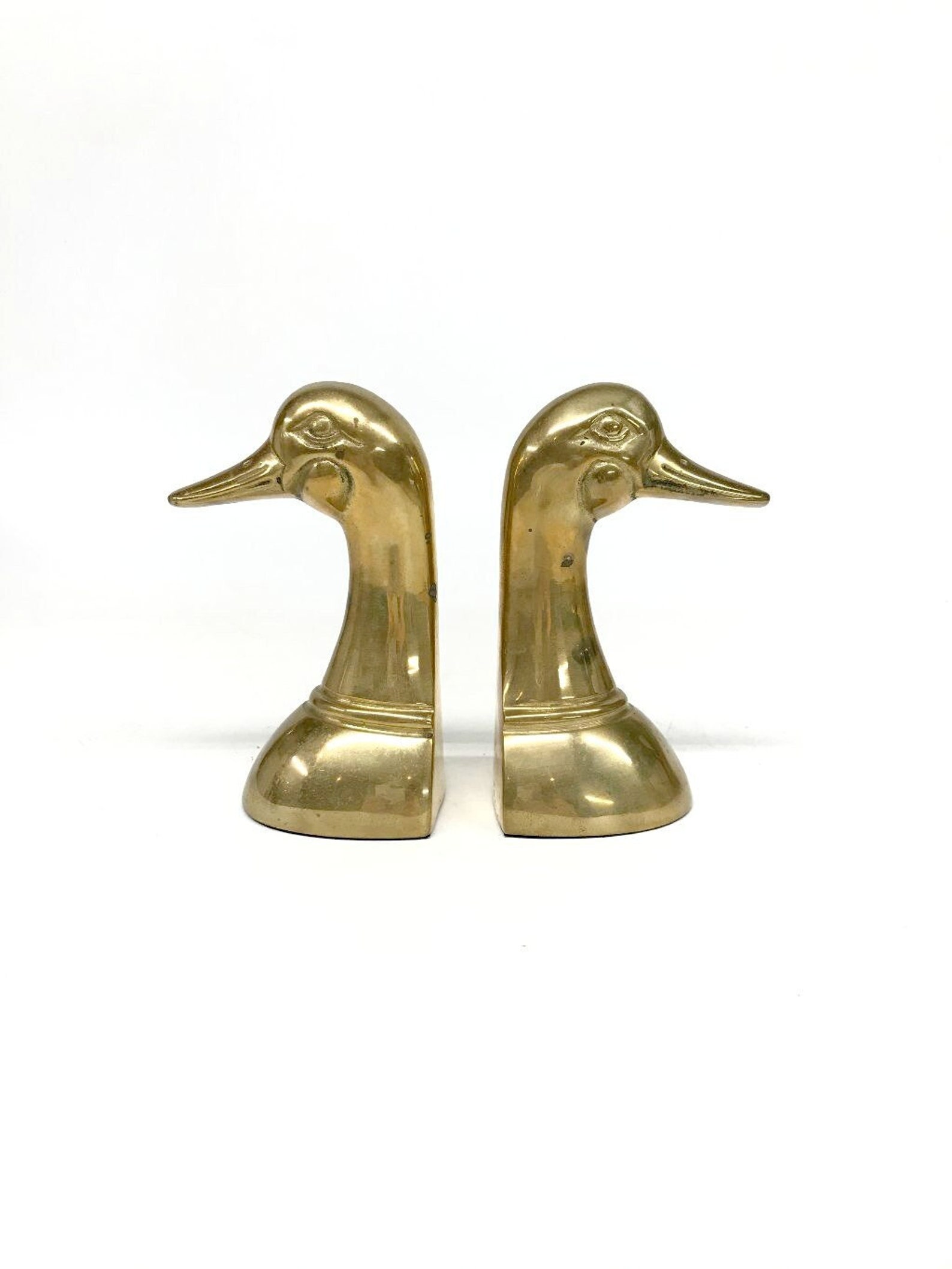 Vintage Solid Brass Duck Bookends Animal Bookends Bird Etsy