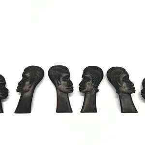 Vintage Wooden African Silhouette Set, Tribal Men, Tribal Statue, Vintage Ethnic Collectibles, Vintage Wood Statues, African Carved Wood Art