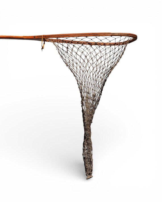 antique long handle fishing nets XL 18"x14" Long Handled Fishing Net -