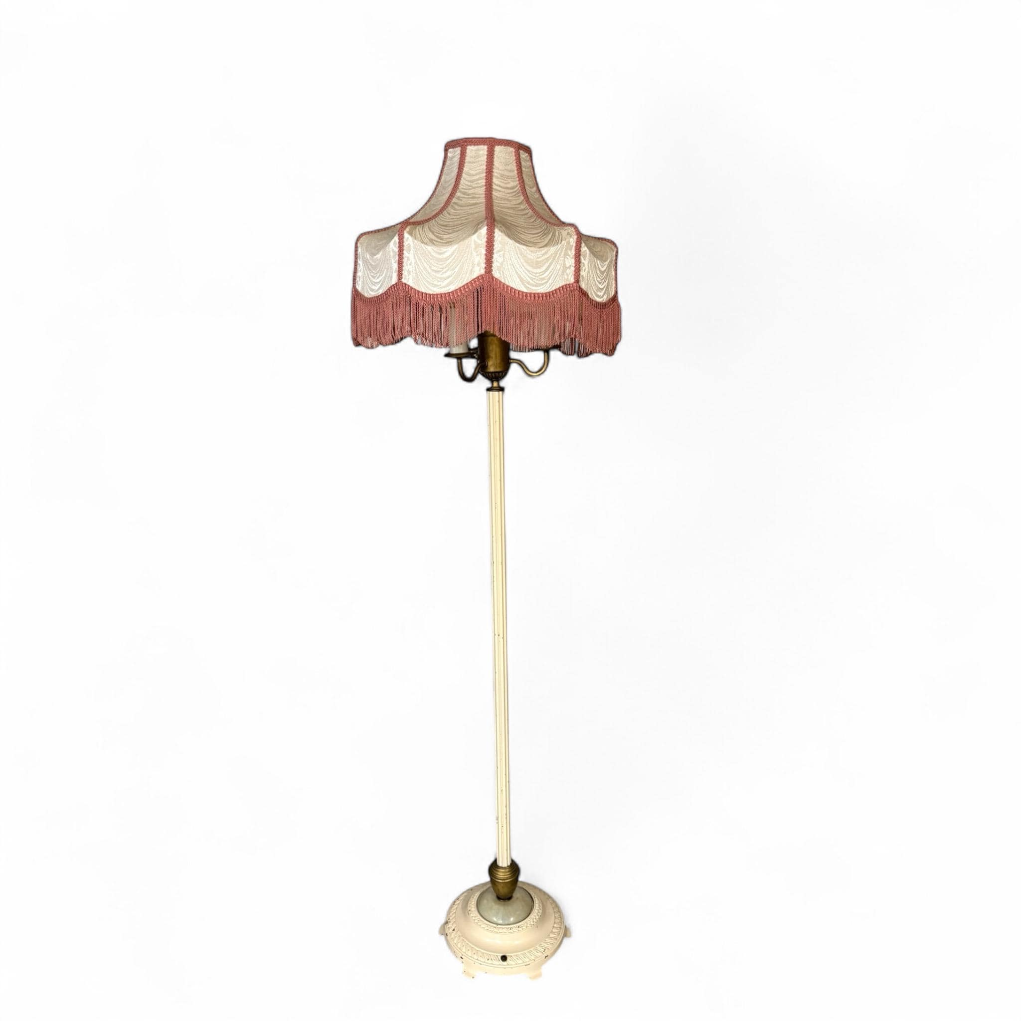 Vintage Victorian Style Candelabra Floor Lamp - Fringe Shade, 5 
