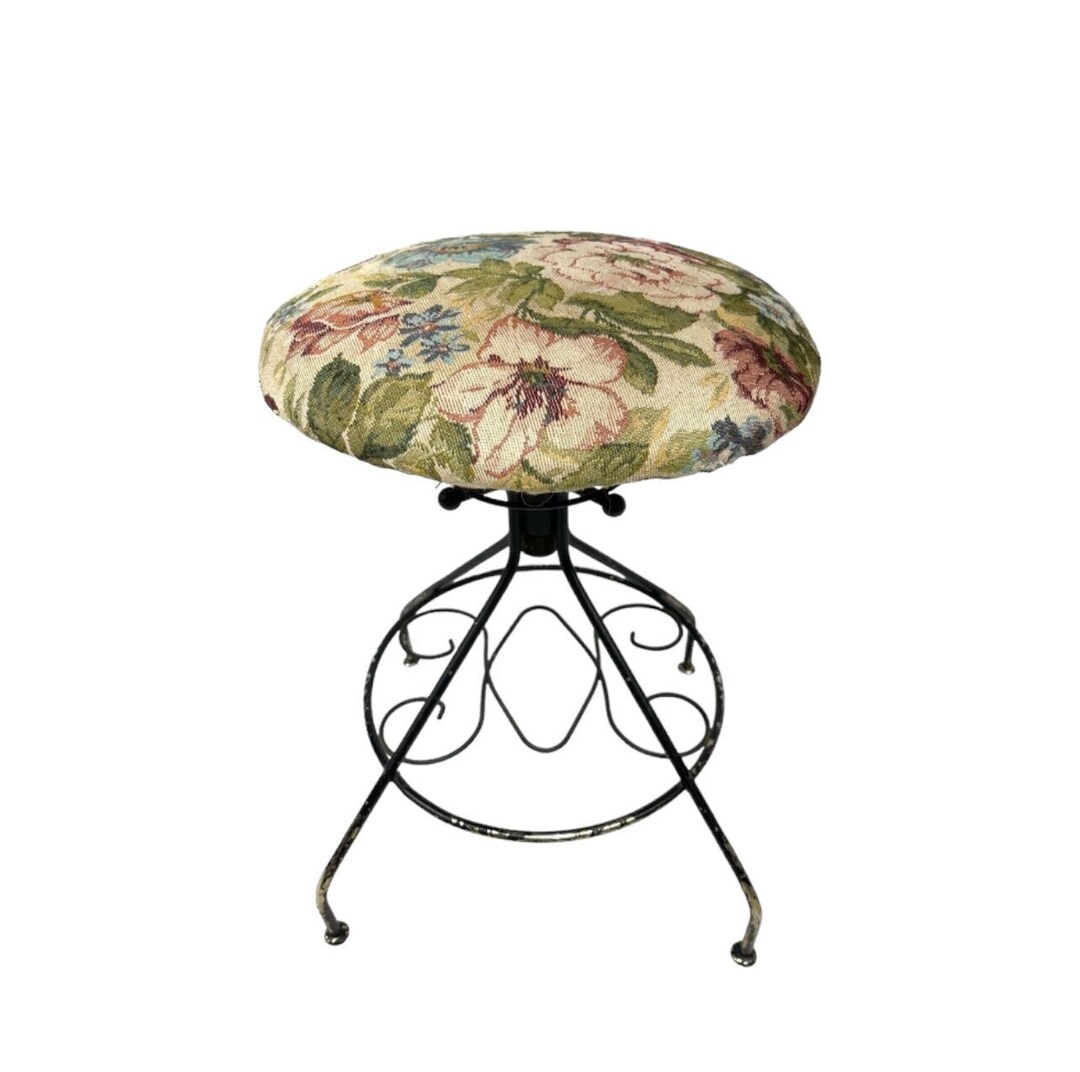 ファッション通販 安い Vintage Floral Pacsco Vanity Stool, Hollywood Glam Chair 西洋