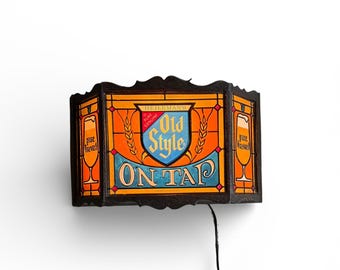 OLD STYLE BEER　ライト Vintage Heileman's Beer Old Style on Tap Bar Light - Faux Stained
