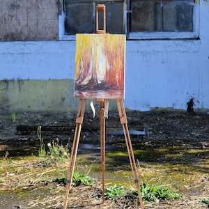 Vintage Wooden Floor Easel - LeFranc Adjustable Easel, Portable Art Easel, Gifts for Artist, Art Display