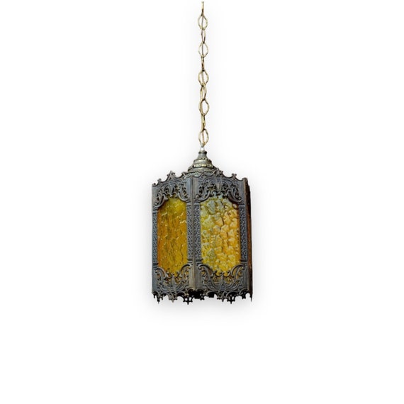 Vintage Mid Century Spanish Revival Hanging Light 70s EF