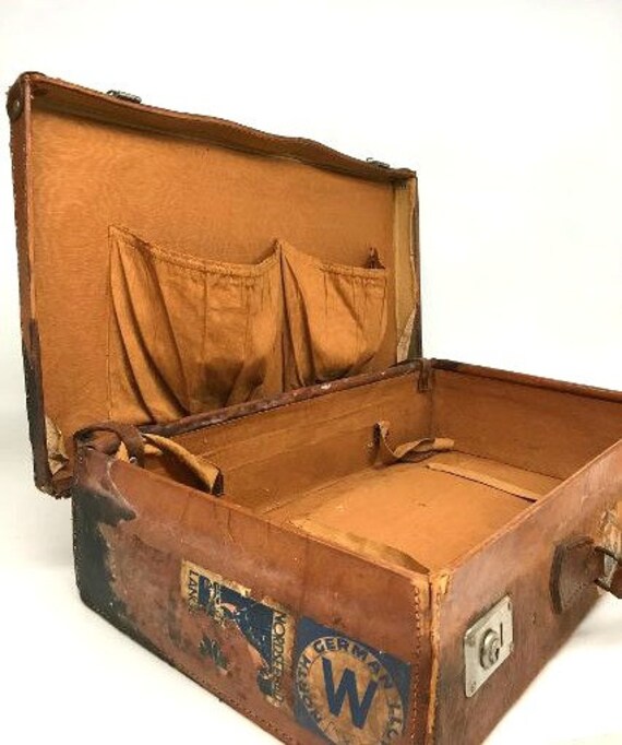 Vintage Suitcase with Travel Stickers, Vintage Lu… - image 8